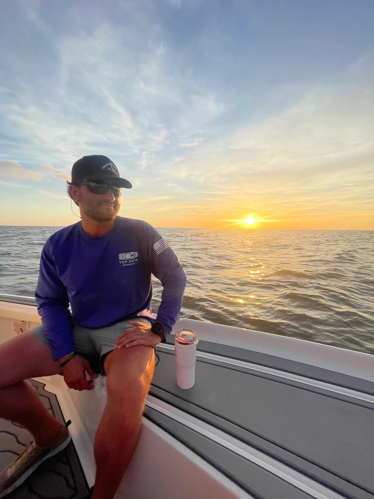 Top Deck Designs owner Logan Langlinais on the water